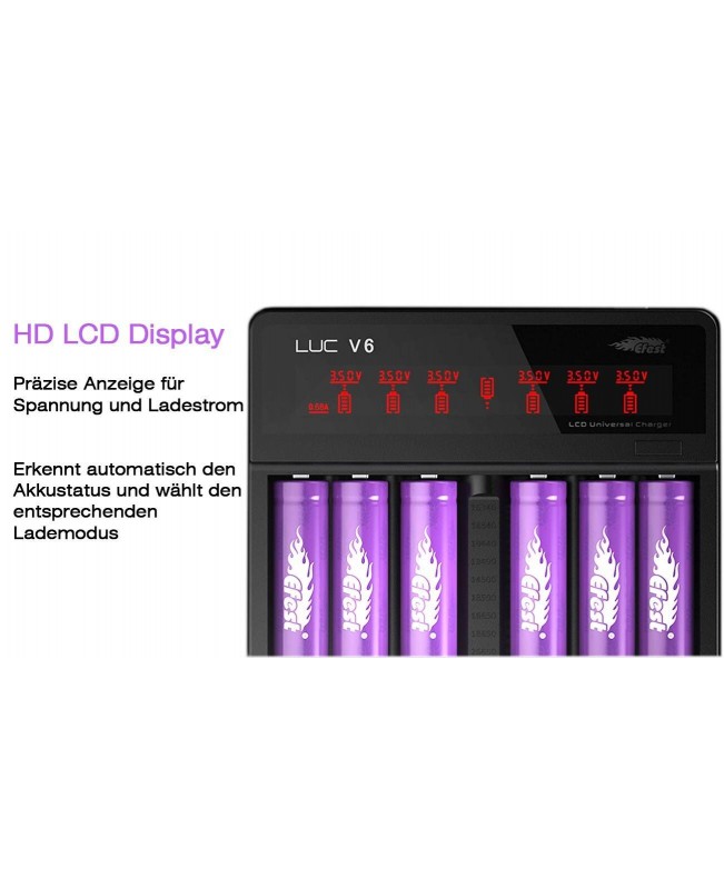 Efest Luc V6 Ladegerät für 3,6V-3,7V Li-Ionen